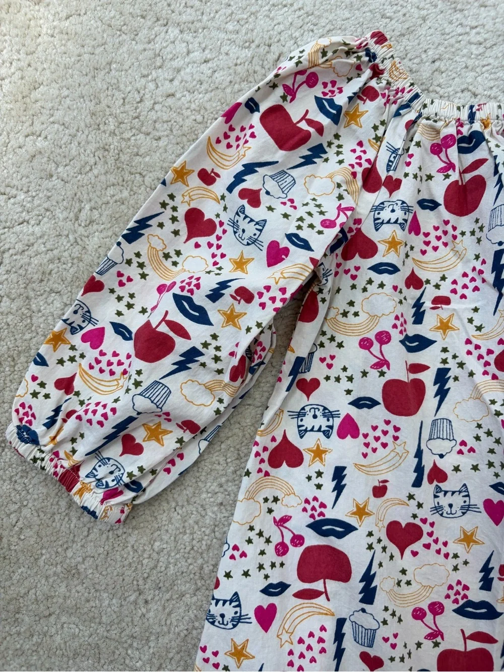 Happy by Pink Chicken Size 3 Years Apple Hearts Rainbow Star Print Peasant Dress